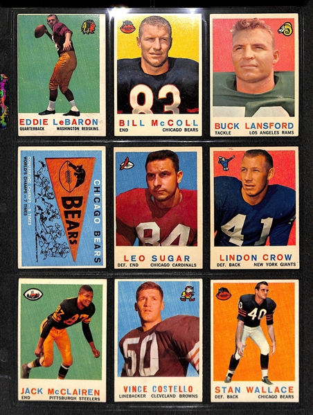 Lot Of 105 1959 Topps Football Cards w. Ollie Matson, Schmidt, Johnson, Jones, Parilli, Robustelli, Marchetti