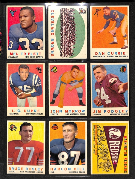 Lot Of 105 1959 Topps Football Cards w. Ollie Matson, Schmidt, Johnson, Jones, Parilli, Robustelli, Marchetti