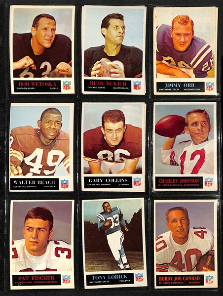 Lot Of 300+ 1965-1967 Philadelphia Football Cards w. Johnny Unitas, Green, Nitschke, Jahpitts, Jones, Starr, Berry, Tarkenton