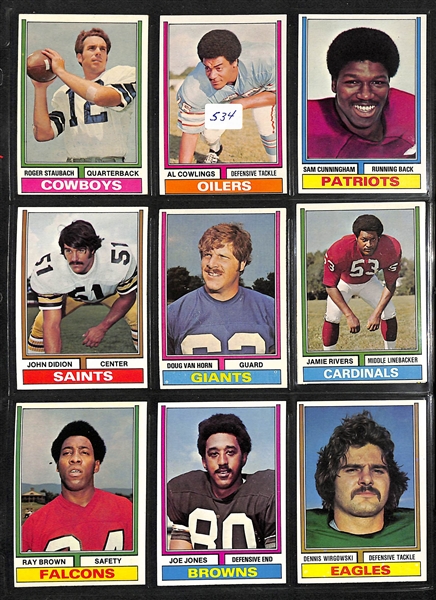 Lot Of 600 Assorted 1974-1981 Topps Football Cards w. Staubach, Tarkenton, Unitas, Griese, Harris, Fouts, More