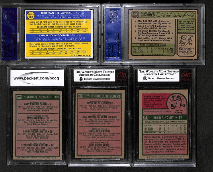 Lot Of 5 Baseball Graded Rookie Cards From 1970's w. Thurman Munson