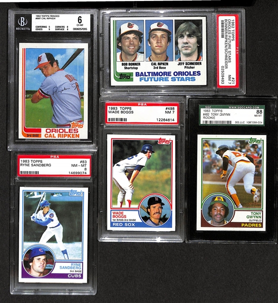 Lot Of 5 Baseball Graded Rookie Cards From 1980's w. Ripken