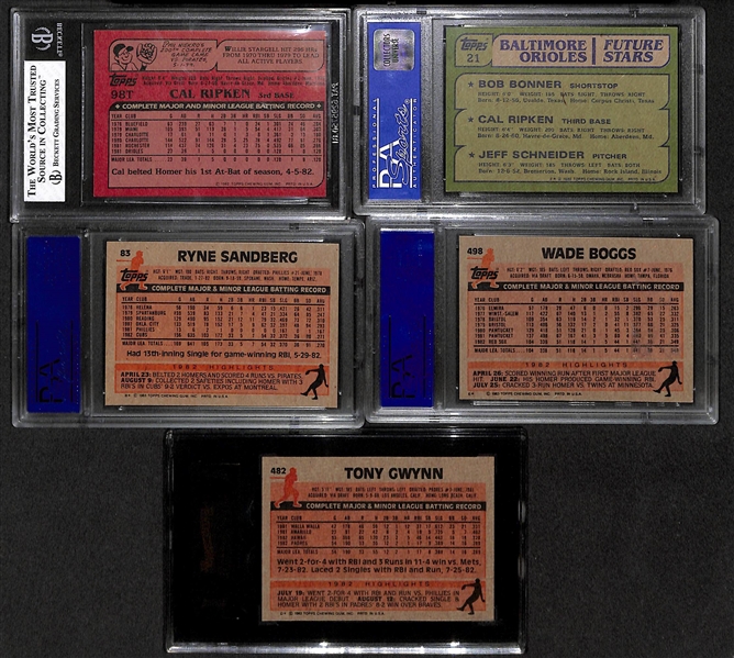 Lot Of 5 Baseball Graded Rookie Cards From 1980's w. Ripken