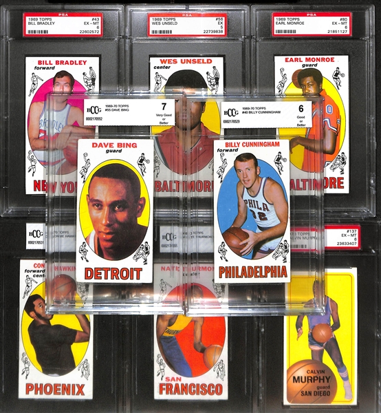 Lot Of 8 Basketball Graded Rookie Cards From 1969-70 w  . Bill Bradley