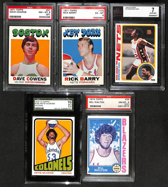 Lot Of 5 Basketball Graded Rookie Cards From 1970's w. Dave Cowens