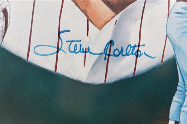 Steve Carlton Signed & Framed Lithograph 21 x 27 - JSA