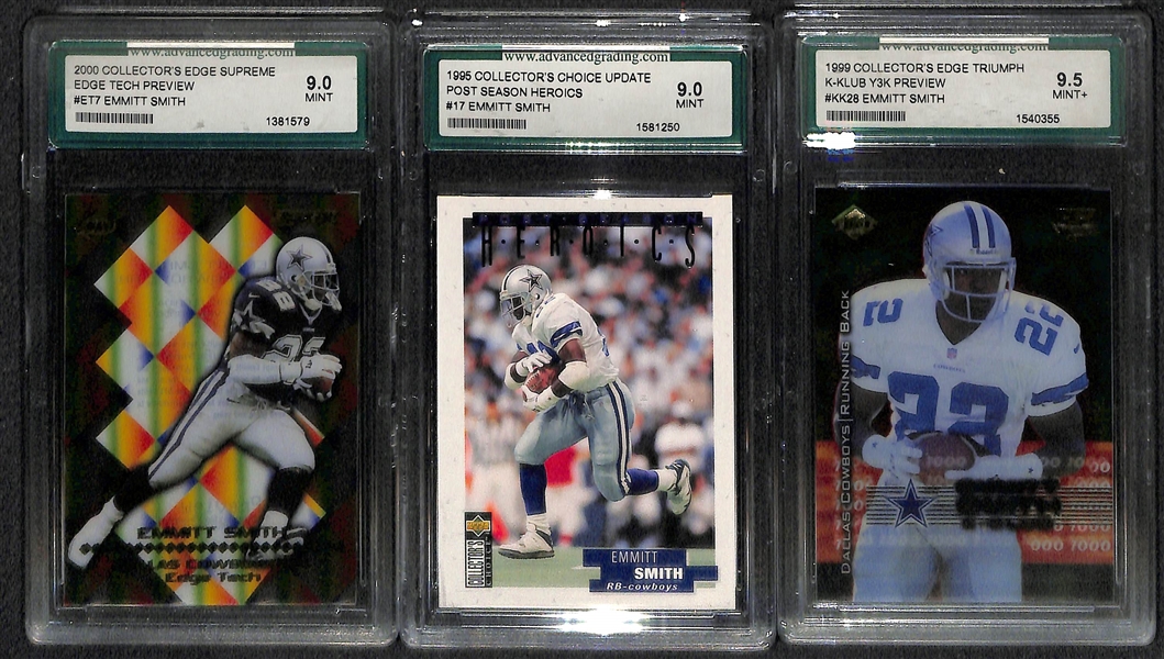 Lot Of 36 Football Graded Cards w. Peyton Manning RC - inc. Stars, Rookies & HOFers