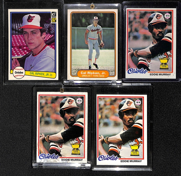 Lot Of 5 Orioles Rookies - inc. 2 Cal Ripken Jr & 3 Eddie Murray Rookie Cards