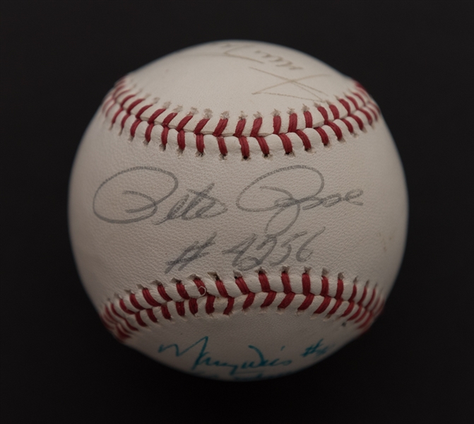 Willie Mays - Pete Rose - Maury Wills Signed Baseball