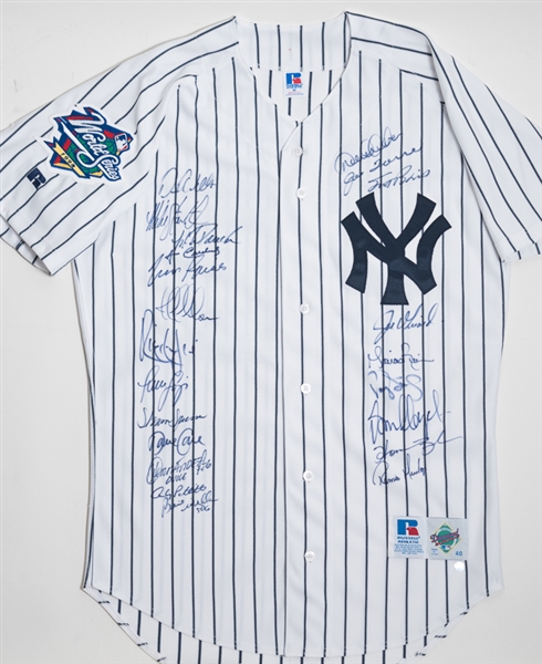 1998 Yankees World Series Team Signed Jersey w. Jeter & Rivera - JSA