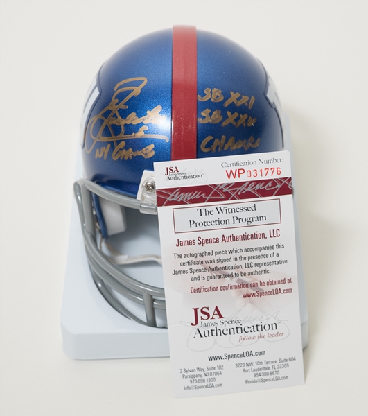 Sean Landeta signed New York Giants Throwback mini helmet W/ Inscription JSA