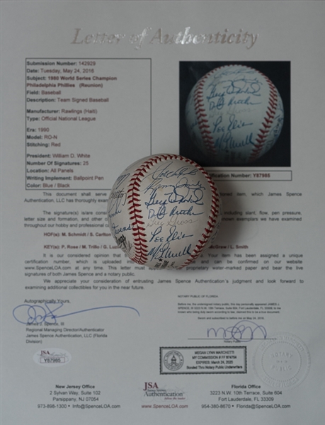 1980 Phillies World Series Team Signed Baseball -JSA