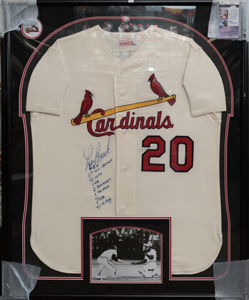 Lou Brock St. Louis Cardinals Signed and Framed Jersey - JSA