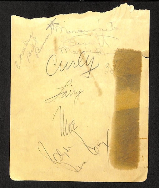 RARE Three Stooges Signatures - Larry, Moe, & Curly - on a 4.5 x  5.5 Cut - JSA LOA