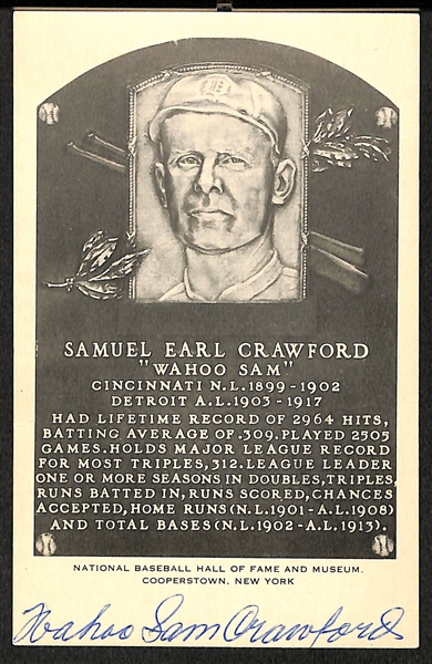 Sam Crawford Signed Hall of Fame Postcard - JSA