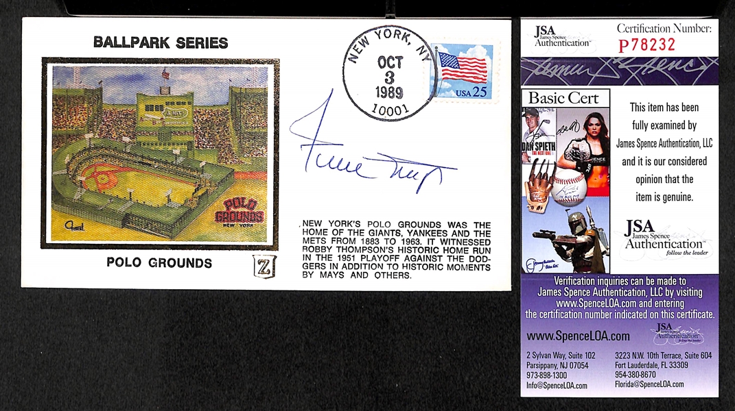 Willie Mays Signed Perez Card and First Day Cover - JSA