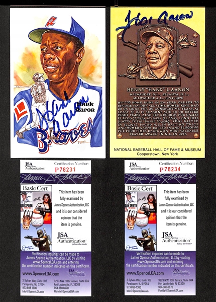 Two Hank Aaron Signed Postcards - JSA