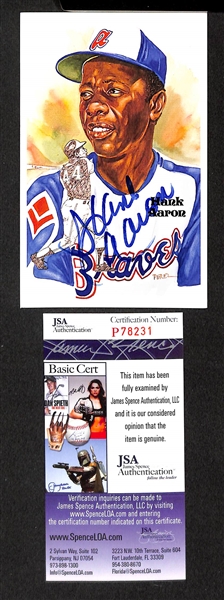 Two Hank Aaron Signed Postcards - JSA