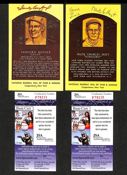 Sandy Koufax and Waite Hoyt Signed Hall of Fame Postcards - JSA