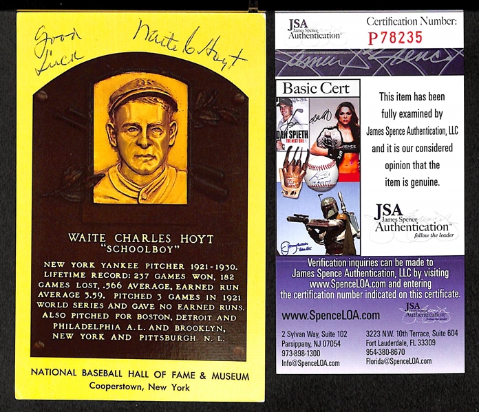 Sandy Koufax and Waite Hoyt Signed Hall of Fame Postcards - JSA