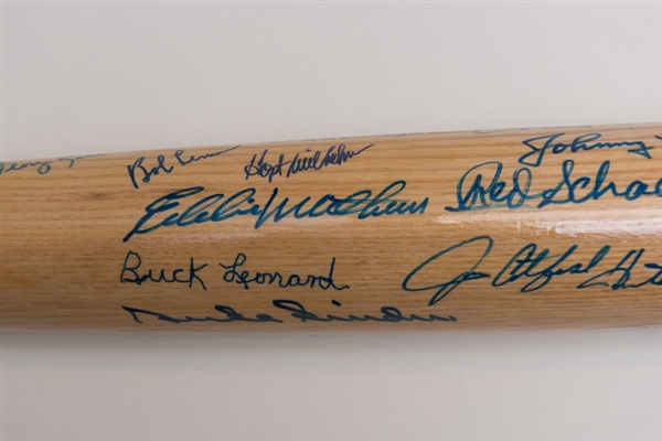 Multi-Signed Hall of Famers Bat (Berra, Hunter, Mathews, Snider, Herman, Killebrew, Leonard) - 20 Signatures - JSA