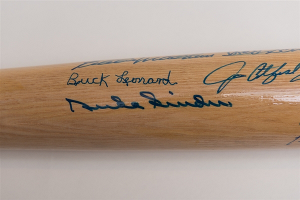 Multi-Signed Hall of Famers Bat (Berra, Hunter, Mathews, Snider, Herman, Killebrew, Leonard) - 20 Signatures - JSA