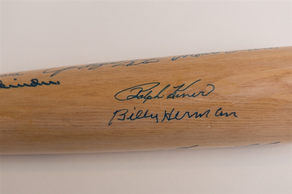 Multi-Signed Hall of Famers Bat (Berra, Hunter, Mathews, Snider, Herman, Killebrew, Leonard) - 20 Signatures - JSA