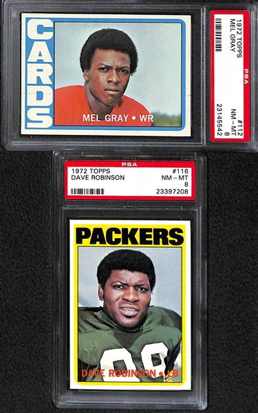 Lot of (17) 1972 Topps Football PSA Grade 8 Cards w. Hugo Hollas High #