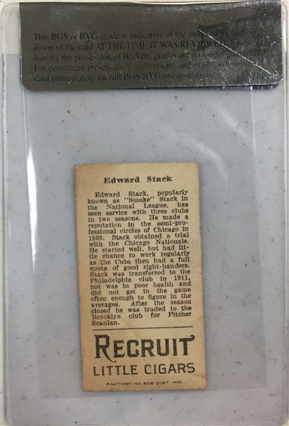 1912 T207 Edward Stack - Recruit Back - BVG 3.0