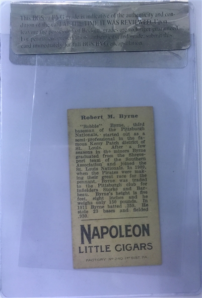 1912 T207 Robert Byrne - Napoleon Back - BVG 3.0