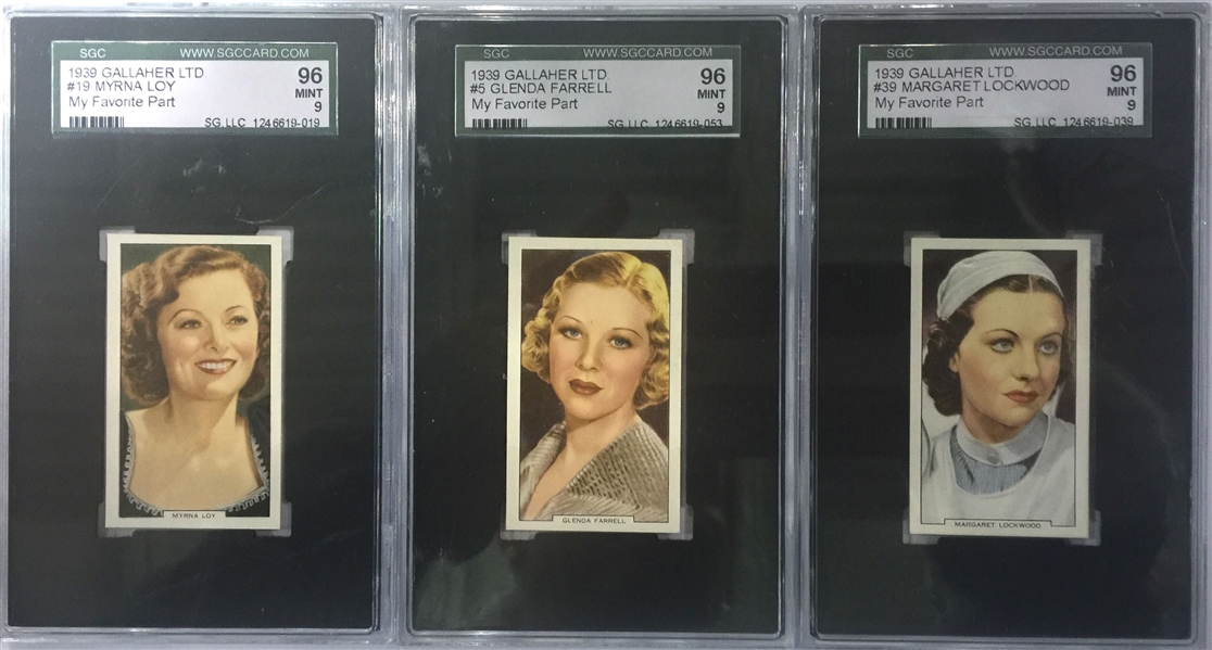 Lot of 3 - 1939 Gallaher Actress Cards w. Myrna Loy - SGC 96 (9)