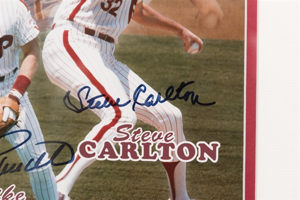 Mike Schmidt/Steve Carlton/Pete Rose Signed & Framed Photo Display