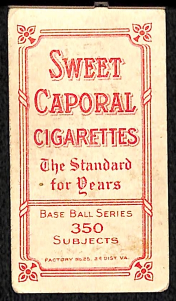 1909 T206 Irv Young - Sweet Caporal Back