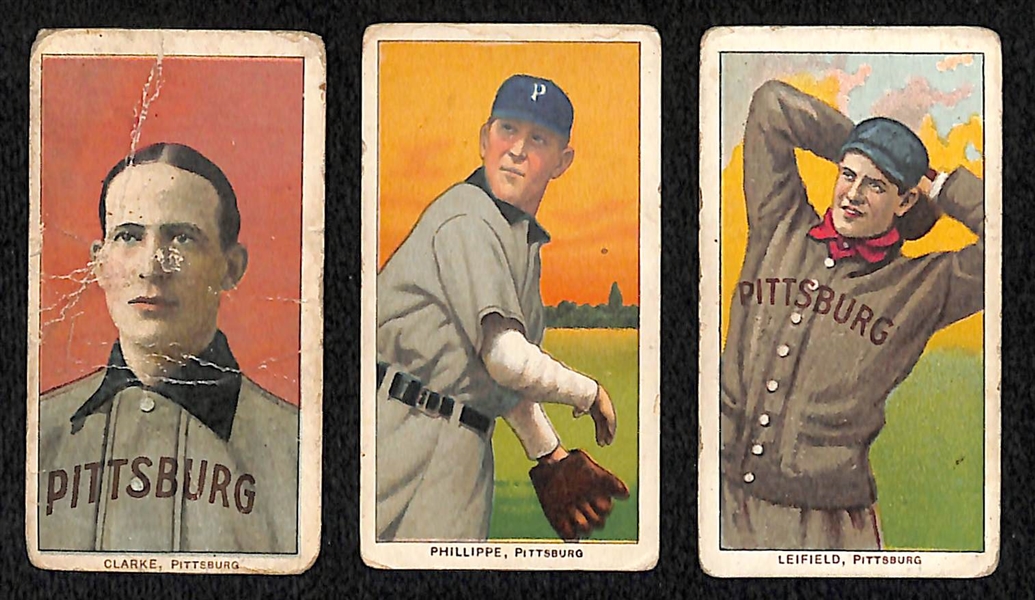 Lot of (3) 1909 T206 Cards w. Clarke (HOF) - Phillippe - Leifield