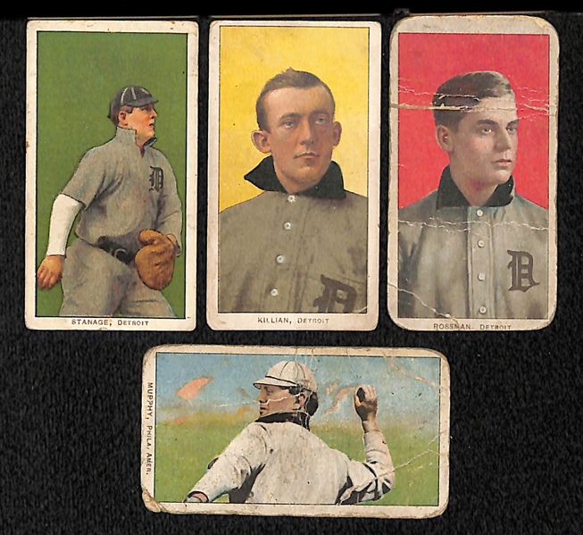 Lot of (4) 1909 T206 Cards w. Stanage - Killian - Rossman - Murphy