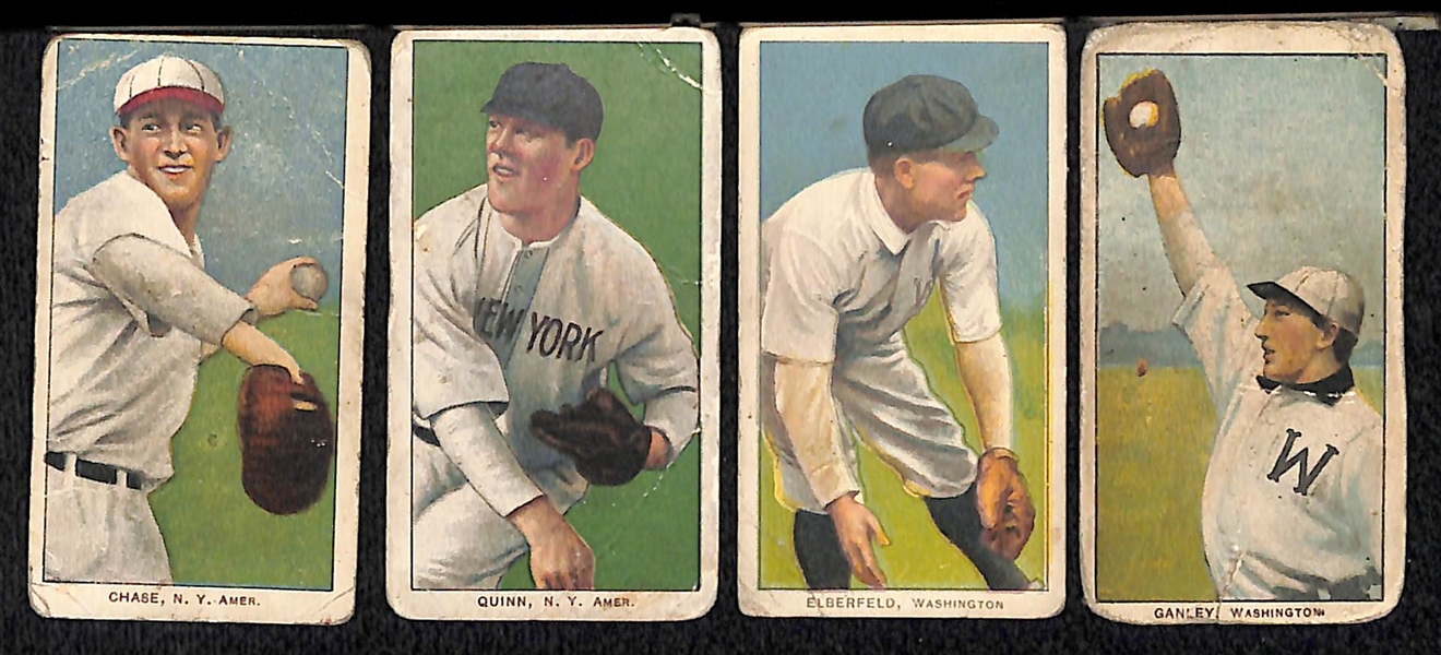 Lot of (4) 1909 T206 Cards w. Chase - Quinn - Elberfeld - Ganley