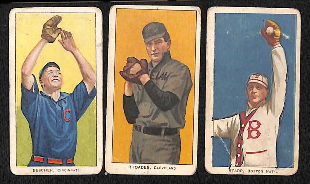 Lot of (3) 1909 T206 Cards w. Bescher - Rhoades - Starr (All Tolstoi Backs)