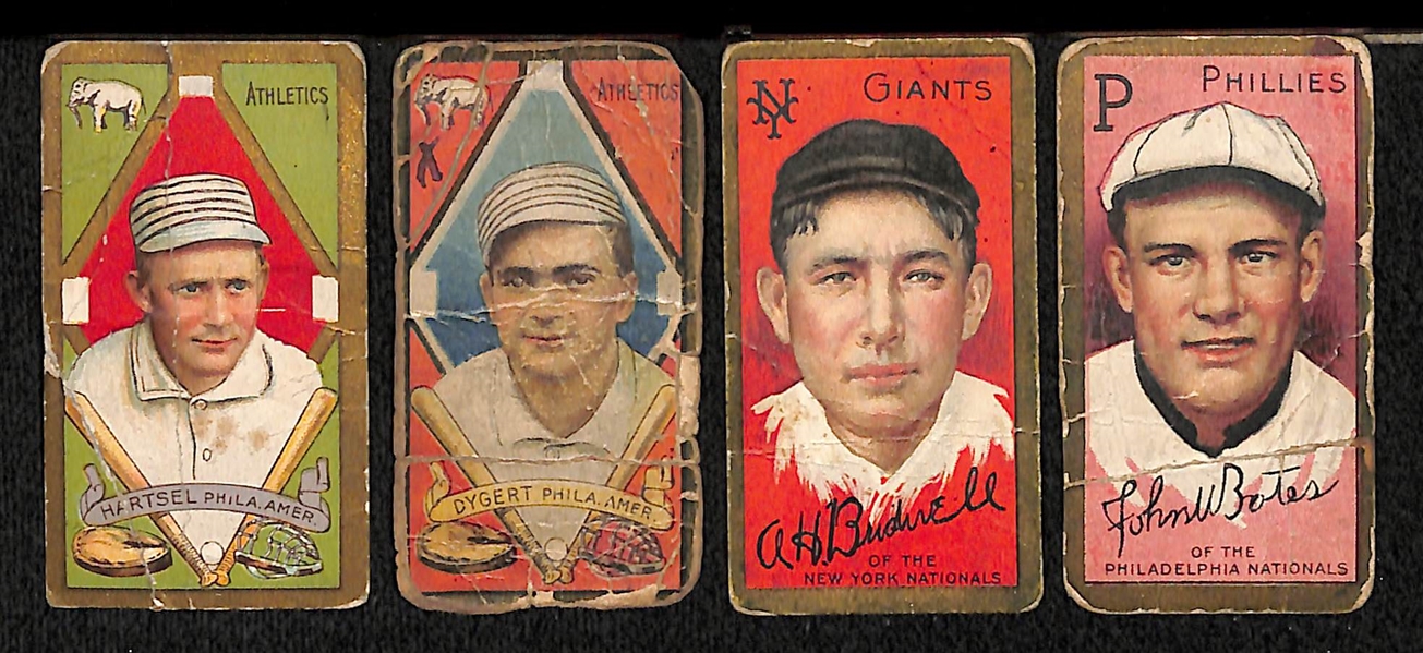 Lot of (4) 1911 T205 Cards w. Hartsel - Dygert - Bates - Bridwell