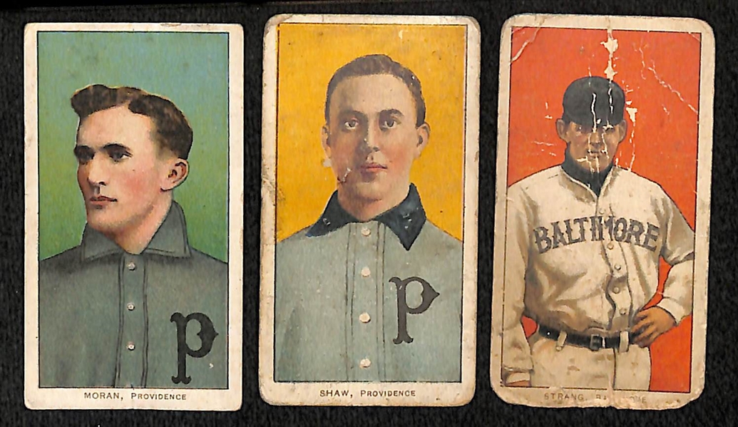 Lot of (3) 1909 T206 Cards w. Moran - Shaw - Strang