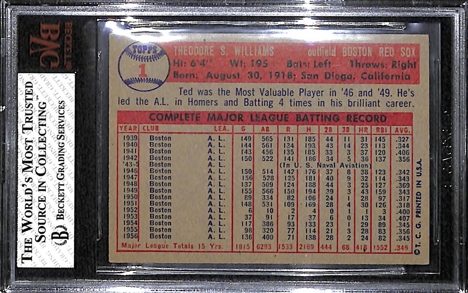 1957 Topps Ted Williams BVG 6.5