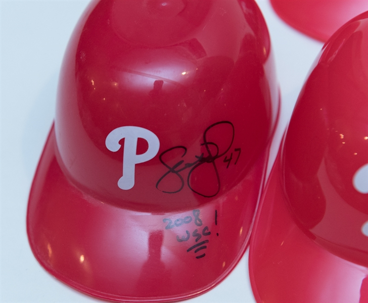 Lot of 11 Philadelphia Phillies Signed Mini Batting Helmets w. Charlie Manuel