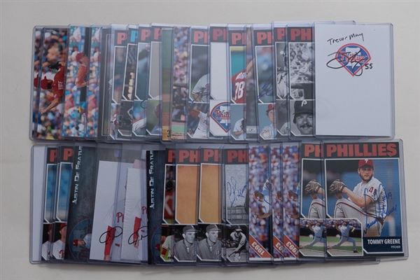 Lot of 38 Philadelphia Phillies Signed 4 x 6 Photos w. Curt Simmons & Dallas Green