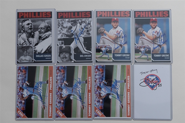 Lot of 38 Philadelphia Phillies Signed 4 x 6 Photos w. Curt Simmons & Dallas Green