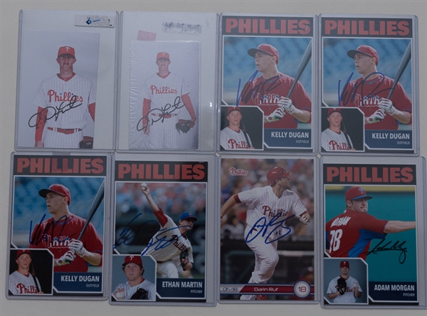 Lot of 38 Philadelphia Phillies Signed 4 x 6 Photos w. Curt Simmons & Dallas Green