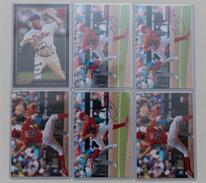 Lot of 38 Philadelphia Phillies Signed 4 x 6 Photos w. Curt Simmons & Dallas Green