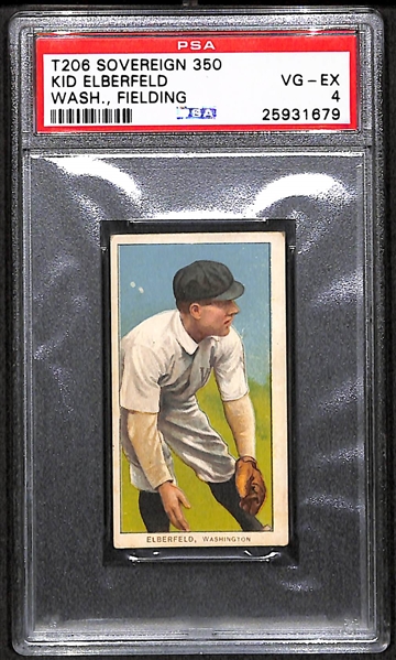 1909 T206 Kid Elberfield Wash - Fielding - Sweet Caporal - PSA 4