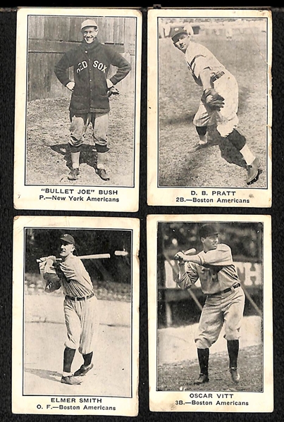 Lot of (4) 1922 E121 American Caramel Cards w. Joe Bush