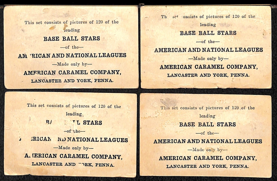 Lot of (4) 1922 E121 American Caramel Cards w. Joe Bush