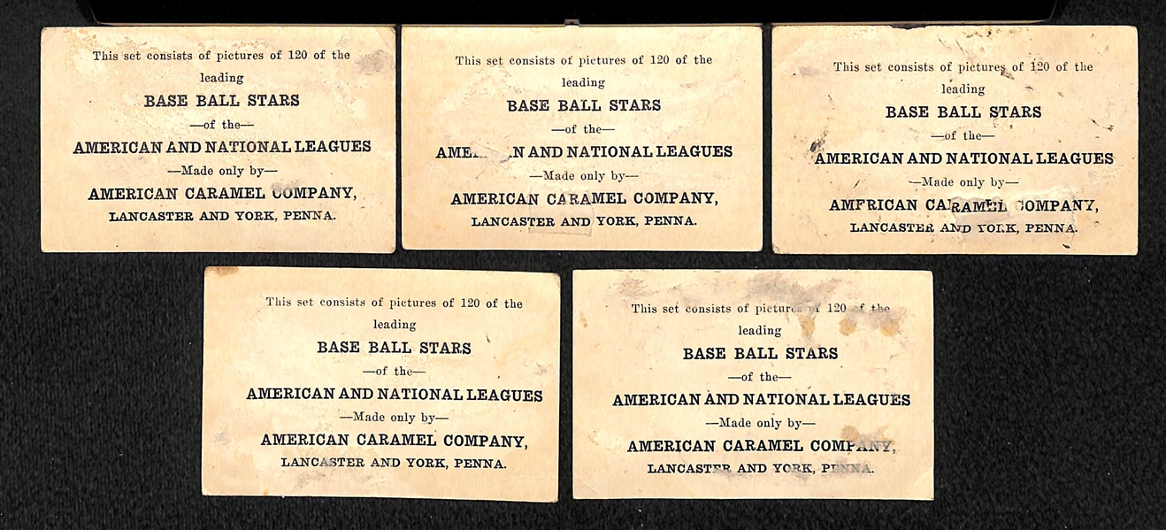 Lot of (5) 1922 E121 American Caramel Cards of Cleveland Indians Players