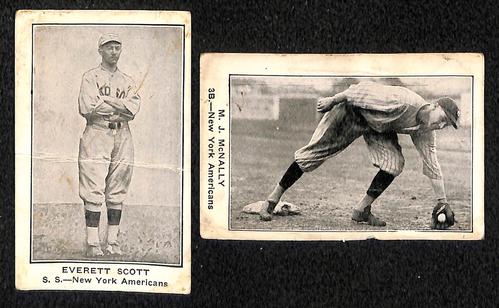 Lot of (5) 1922 E121 American Caramel Cards of New York Yankees.